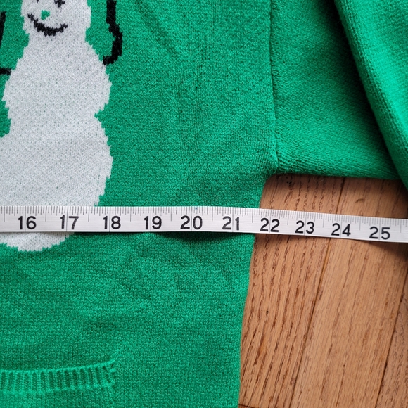Festive Holiday Snowman Cardigan Open Sweater Colour Block M/L - Picture 8 of 11